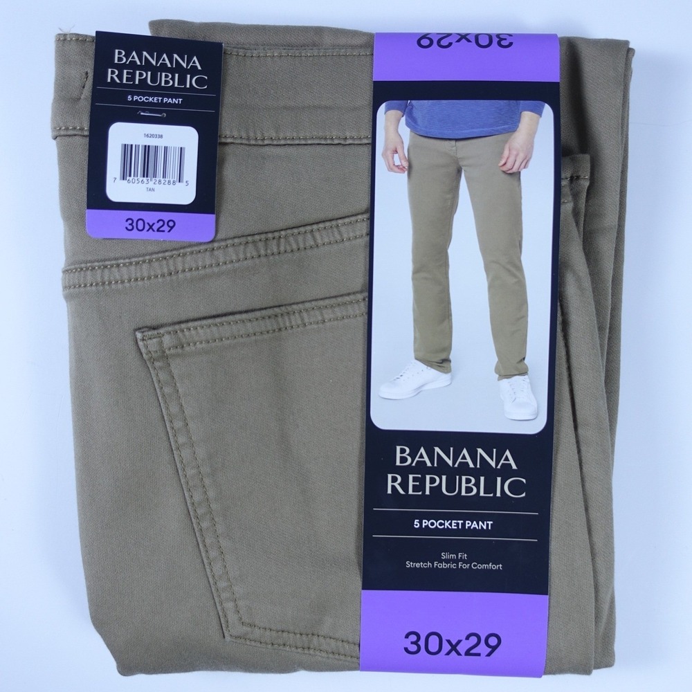 Banana Republic 5 Pocket Pant Slim Fit Stretch Men 30x29 Tan